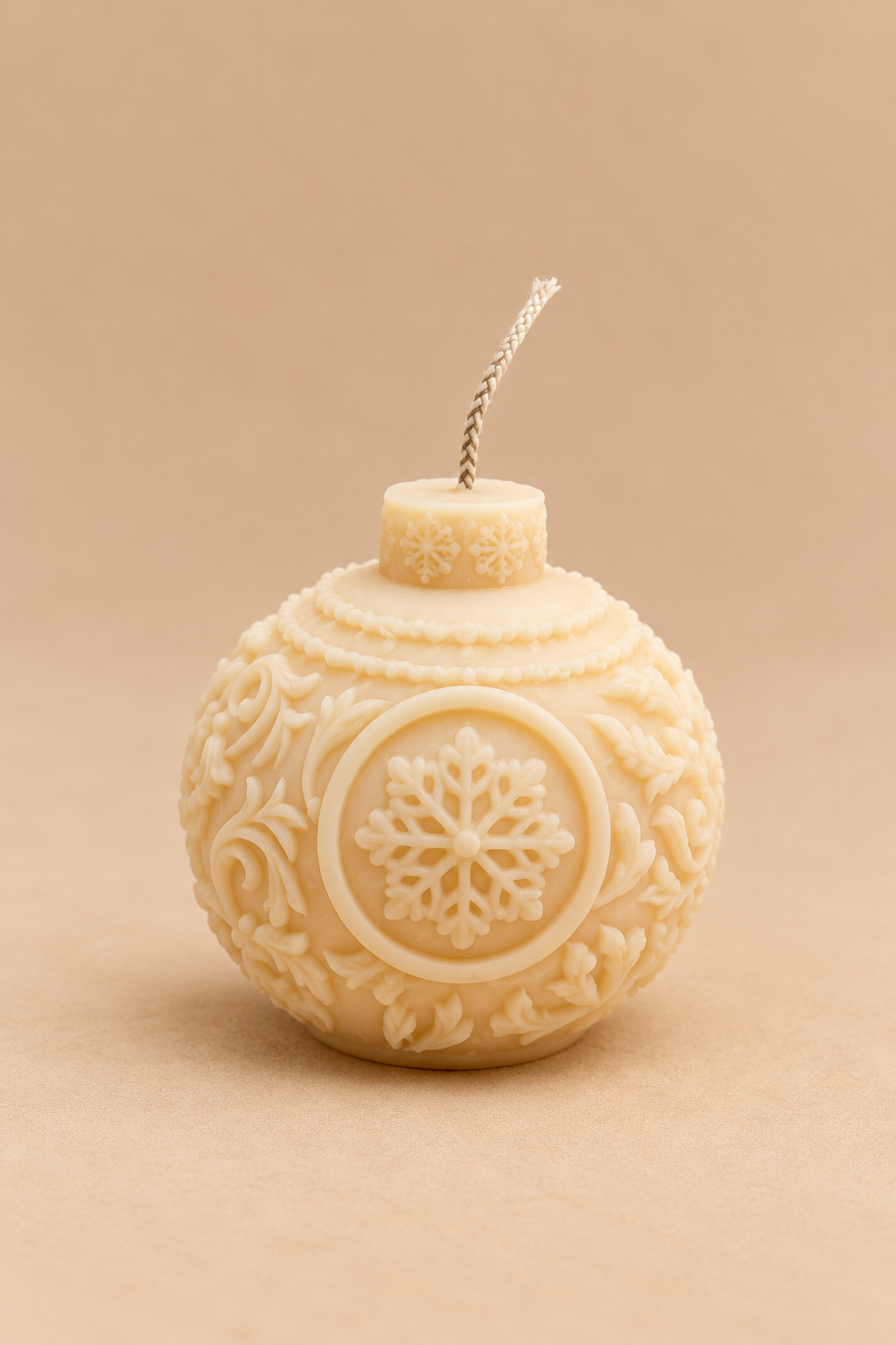 Bougie Boule Sculptée – Boule de Noël moulée au flocon
