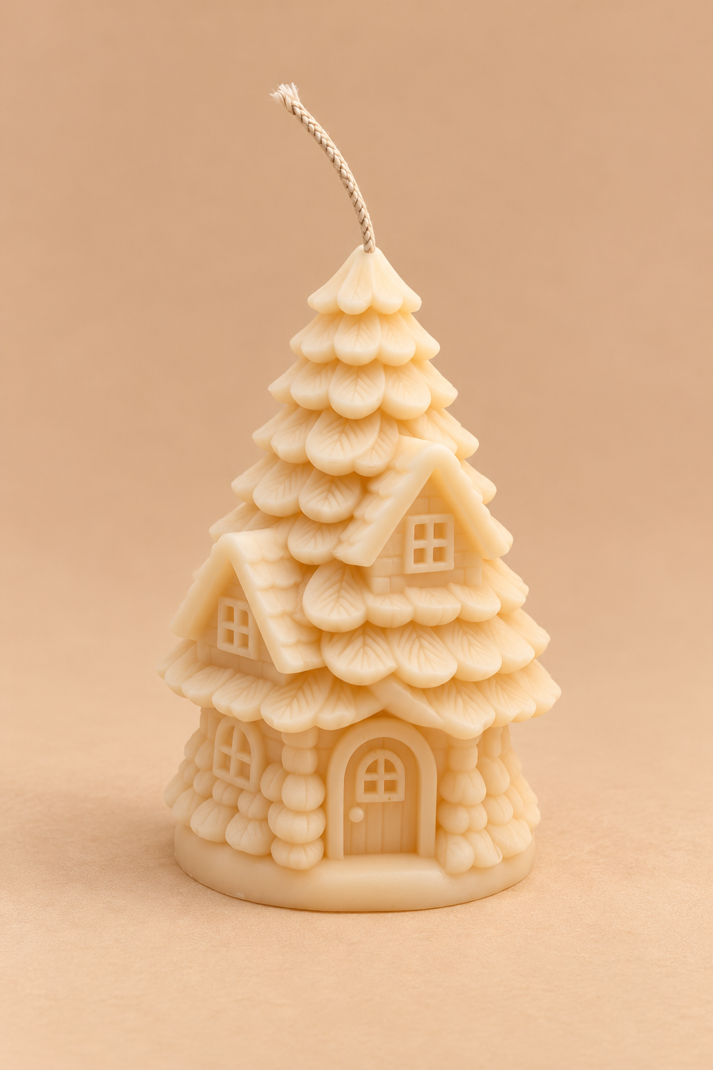Bougie Maison-Sapin – Chalet de Noël moulé en cire végétale